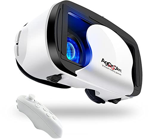 Casque VR, Casque Réalité 3D Virtuelle, Qualité d'image 2K HD & Lumière Anti-Bleue-Casque de Réalité Virtuelle pour Jeux et Films,Casque VR Compatible avec Android & iOS Phone(Blanche)