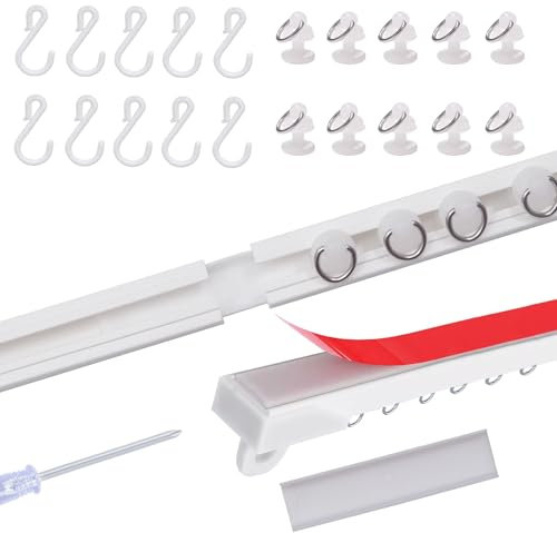 Self Adhesive Curtain Track, No Damage Curtain Track Hangers, Adhesive Curtain Rod - Easy To Install Curtain Rails (150 CM)