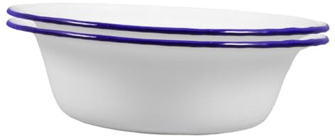 Gatuida Bacinella Smaltata Per Zuppa 16 Cm in Smalto Alimentare Bianco, Ciotola Profonda Per Casa e Ristorante, Set 2 Pezzi Per Pasta, Ramen e Frutta