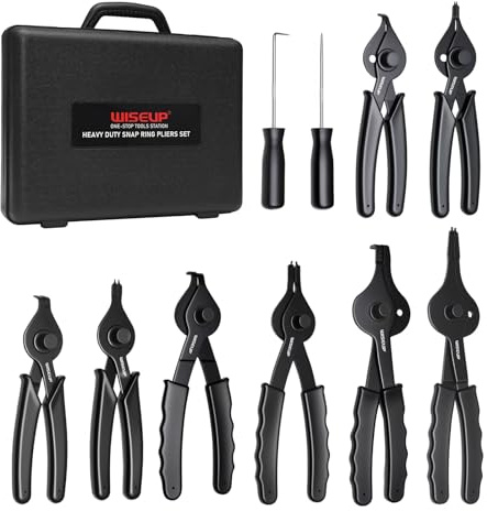 WISEUP 10-Piece Snap Ring Pliers Set, Heavy Duty Circlip Pliers Kit