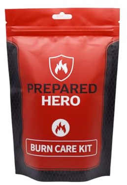 Prepared Hero Burn Care Kit - Compact Burn Treatment & Relief Kit with Burn Gel, Gauze, Compresses & Wipes, Waterproof Pouch for Minor Burn First Aid at Home, Travel, Outdoor & Workplace Safety
