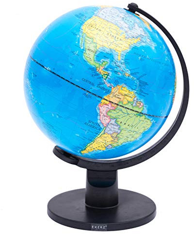 EXERZ 25cm Mappamondo - Mappa Inglese - Globo Della Scuola Educativa/Decorazione/Geografica - Mappa politica - Diametro 25cm