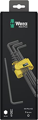 Wera 05133180001 950 PKL/9 SZ N SB Jeu de clés mâles coudées, system. impérial, BlackLaser, 9 pièces, Noir