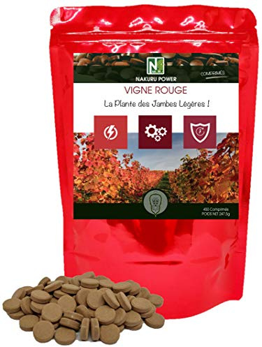 NAKURU | Vigne Rouge | Gamme Power | Fabriqué en France | La Plante des Jambes Légères! | (450 Comprimés de 550mg / Poids Net: 247,5g)