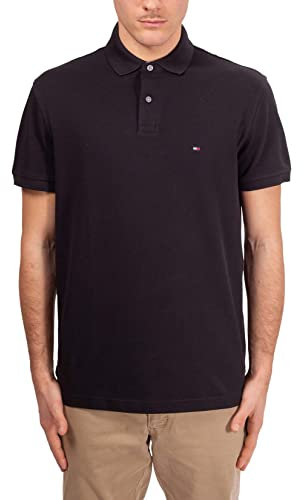 Tommy Hilfiger Herren Poloshirt Kurzarm 1985 Regular Fit, Schwarz (Black), L