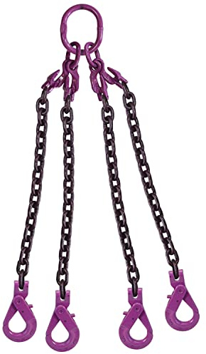 US Cargo Control Chain Sling 3/8 x 10', Adjustable 4 Leg Lifting Chains with Self-Locking Hooks, 22,900 LBS Working Load Limit, Grade 100 Alloy Steel, Overhead Heavy Duty Chain Slings for Lifting