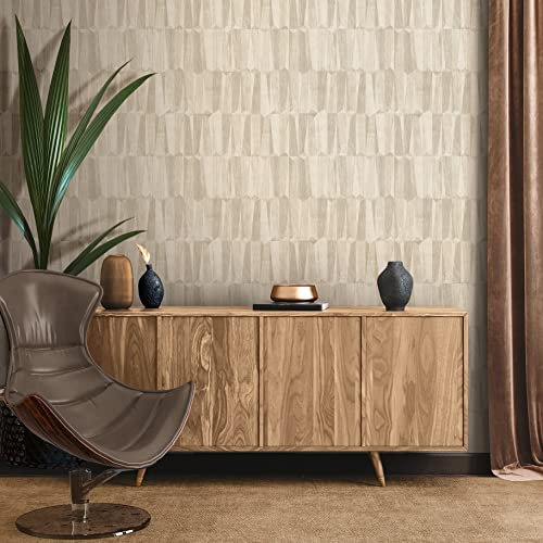 A.S. Création Nara 387431 Papier peint intissé effet bois Crème Beige Gris 10,05 m x 0,53 m Fabriqué en Allemagne