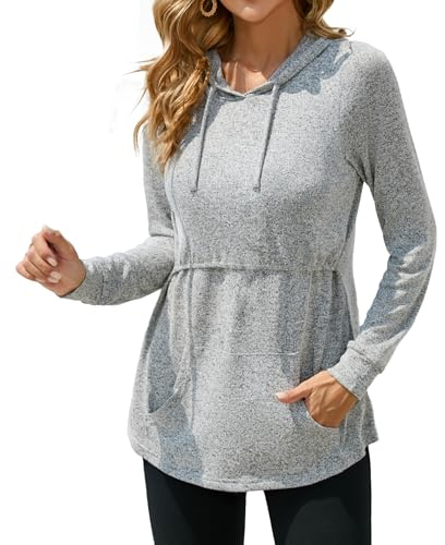 Sosolism Felpa Allattamento con Cappuccio da Donna Manica Lunga Tops Premaman Allattamento con Tasche Pullover