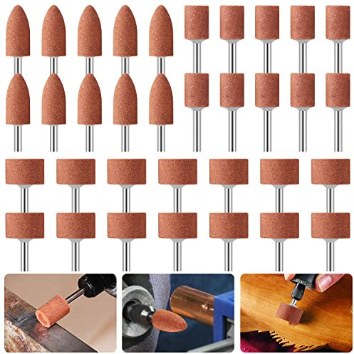 42 Pcs Stone Grinding Wheel Head Compatible with Dremel Rotary Tool, Aluminium Oxide Grinding Stones Accessory Set with 1/8 Shank for Grinding Stone and Sharpening Jade Metal