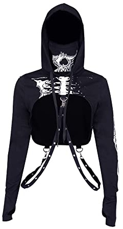DINGJIUYAN Sexy Goth,Spider top Women,Gothic Hoodies,Crop Hoodies for Women,Emo Dresses,Punk Tops,alt Hoodie,Spider top