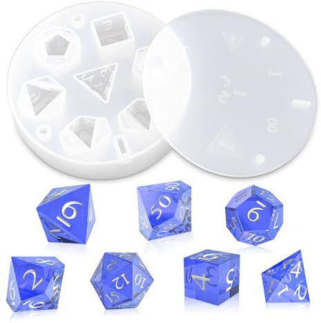 7 Styles Dés Moule en Silicone, Moule Resine Epoxy Dés Polyèdre 3D, DIY Transparent Dés Jeu Avec Chiffres, Convient aux Jeux de Rôle Et aux Jeux de Table, Etc.