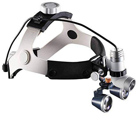 Magnifying Glass,Dental Loupes, Dental Binocular Loupes Headband with 12000Lux Illumination 3W LED Light 2.5X 3.5X 420mm Optical Glass for Dental implant, Spine Surgery,Digestive Surgery Warm as ever