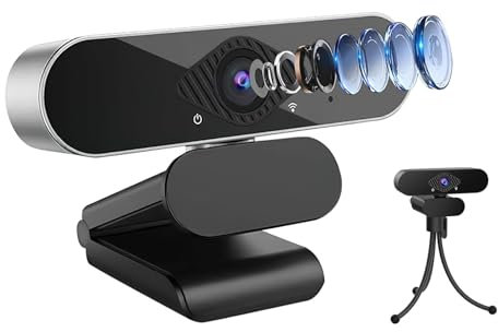 tinshow Full HD 1080P Webcam for PC 30fps with Microphone Noise-Reducing and Tripod Stand Computer Web Camera 120° Wide-Angle for Desktop Laptop YouTube/Zoom/Skype/Chatting/FaceTime/Conference/Gaming