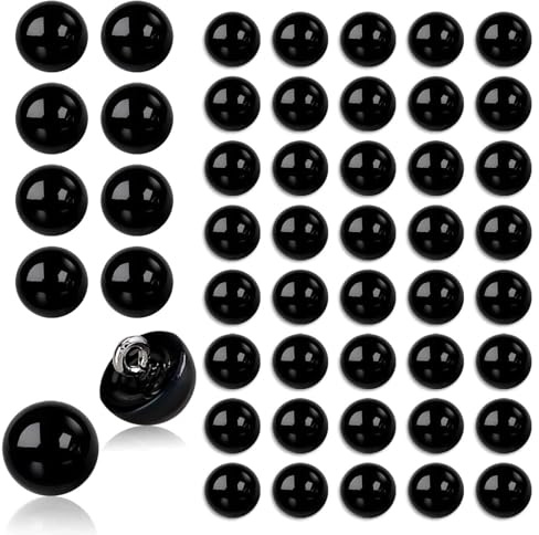 50 Pcs Black Buttons 10mm Half Ball Pearl Buttons Round Pearl Buttons with Shank Sewing Buttons Plastic Decorative Buttons for Clothing Sewing Hats Shirts Decorations DIY Crafts