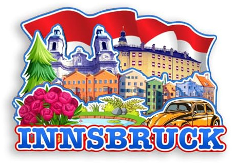 Quwsne Magnete da frigorifero Innsbruck Austria Magnete da frigorifero souvenir di viaggio in città regali turistici 3D classici monumenti artigianali fatti a mano decorazione della casa -1593