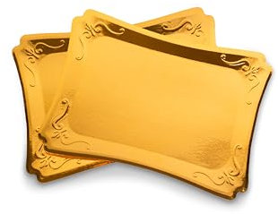 ZOLA PARTY – Lot de 10 Plateaux Jetables en Carton Doré – Présentoirs à Gâteaux, Pâtisseries, Apéritifs, Buffets, Hors-d’œuvre, Amuse-Bouches – Mariage, Anniversaire, Noël – 25 x 35 cm