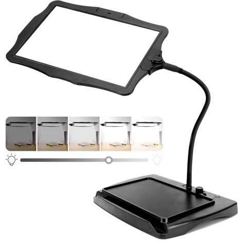 10x Large Magnifying Glass with Light and Stand, 50 Led Beads Brightness Adjustable Gooseneck Magnifying Desk Lamp, Large Page Magnifier for Reading, Sewing, Crafts