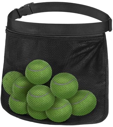 HJZHII Verstellbarer Tennisball-Bandhalter, 8-10 Tennisbälle Halter Tasche Beutel Träger Tragezubehör Pickleball-Hüfthalter Netzlochbeutel für Trainer Coach Enthusiast