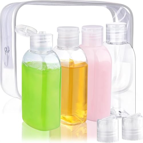 4PCS Travel Bottles for Toiletries – 100ml TSA Approved Refillable Plastic Squeeze Bottles with Flip Caps – Leakproof Travel Containers for Shampoo, Conditioner, Body Wash, Lotion