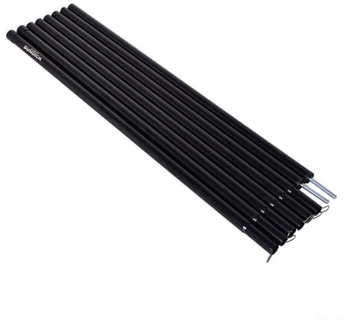 ZWEquipint Paquete de 2 postes de hierro ajustables para tienda de campaña, varillas de refugio de toldo de camping de 2 m con bolsa de almacenamiento, 4 secciones extensibles, para actividades al