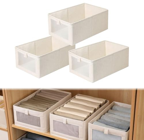 Luckwaii Set di 3 scatole portaoggetti pieghevoli, per armadi, vestiti, giocattoli (41 x 28 x 17 cm)