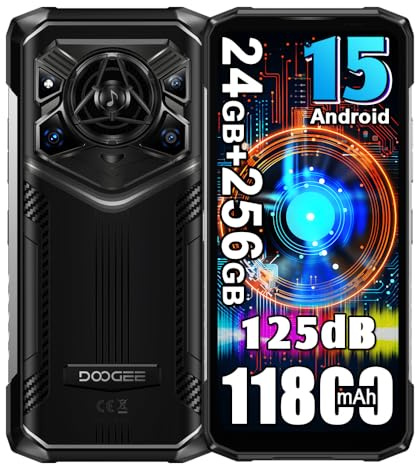 DOOGEE Blade 20 Pro 4G Rugged Smartphone,125DB Speaker,11800mAh 18W 24GB+256GB/2TB Cellulare Antiurto,6.6 HD+90Hz,50 MP AI Camera Telefono Indistruttibile,Triple SIM/NFC/IP68/OTG/GPS (Argento)