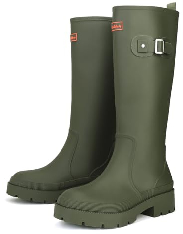 starflare Femmes Bottes en caoutchouc Hautes Bottes à genoux Bottes de pluie antidérapantes pour l'extérieur Bottes légères et confortables pour la marche, la pêche et le jardinage