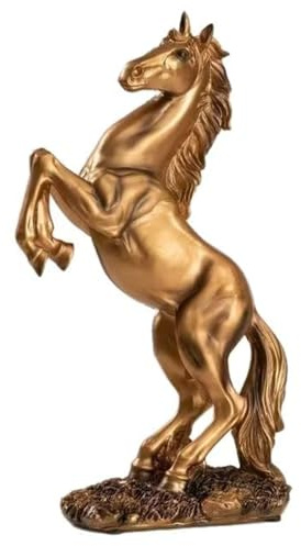 PIGPIGFLY Oro Estatua de Caballo Nudo Escultura - Figura Animal de Resina para Decoracion Hogar, Figuras Decorativas para Salón, Estantería y Oficina