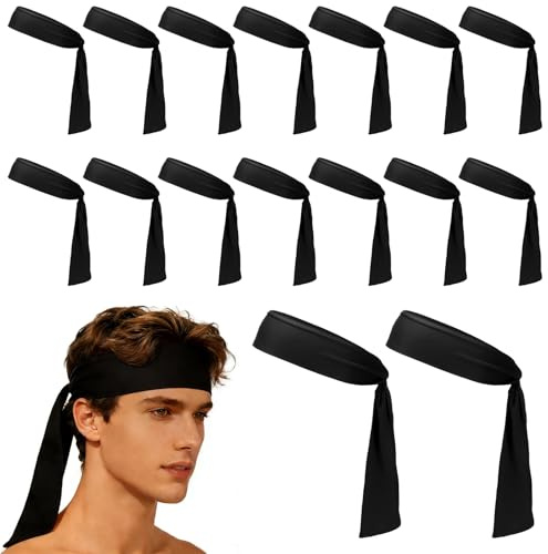 YELARXI Fascia tergisudore per capelli da corsa, atletica, regolabile, antiscivolo, traspirante, 30 pezzi, nera, adatta per (Tennis/karate/allenamento/yoga)