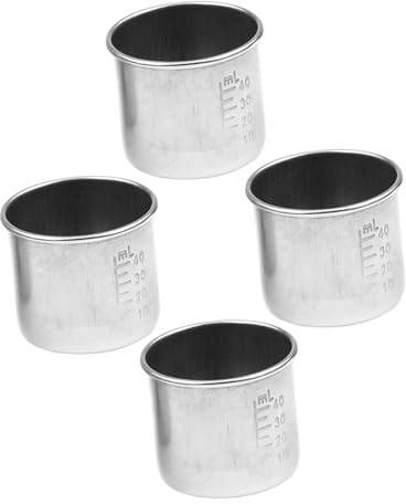 BESPORTBLE Set 4 Pezzi Tazze Graduata in Acciaio Inox 304 40ml per Medicinali, Misurino Multifunzione Portatile per Uso Domestico e Ospedaliero, Contenitore per Pillole Marcature Permanenti