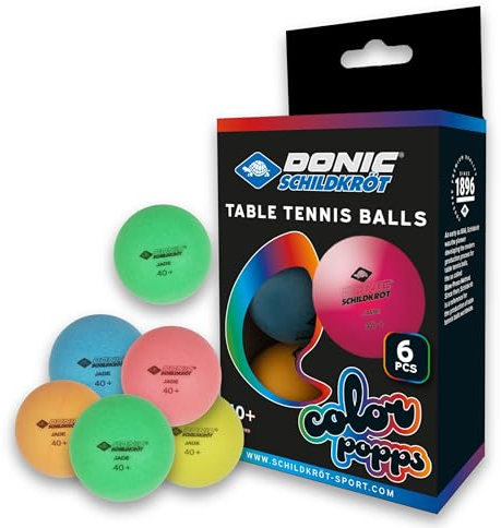 Donic-Schildkröt Tischtennisball Colour Popps, 6 farbige Bälle in Poly 40+ Qualität, 649015, bunt