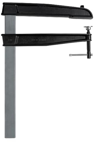 BESSEY Temperguss-Schraubzwinge TGN80T25K, Spannweite 800 mm Ausladung 250 mm, Große stabile Vollprofilschiene mit Riffelung, Gewicht 5,64 Kg