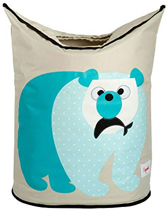 3 Sprouts Baby Laundry Basket for Nursery - Hamper with Handles/Lid, Large Storage Basket, Toy Bin, Room Decor - Kids Hamper, Baby Clothes Storage Organizer, Polar Bear