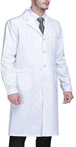 Beautyshow White Medical Coat - Long-Sleeved Unisex Lab Coat for Men and Women