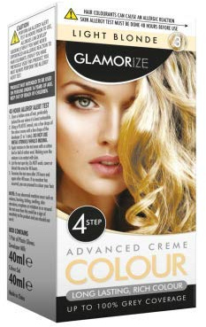 Glamorize Women Hair Dye Light Blonde No.3 1pk Permanent Naturally Beautiful Color Rich Shining Professional Long Lasting Safe on Scalp