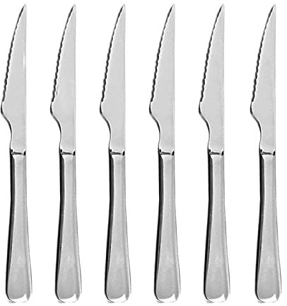 various Cuchillos de Carne,Cuchillo Chuleteros,Cuchillo de Mesa,6 uds, Acero Inoxidable,Acabado Brillante. Colección Minimal (Cuchillo para Carne)