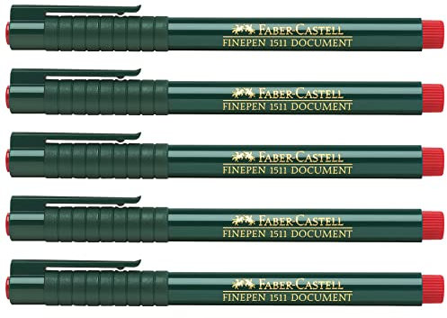 Faber-Castell 205006 - Faserschreiber Finepen 1511, 0,4 mm, rot, 5 Stück