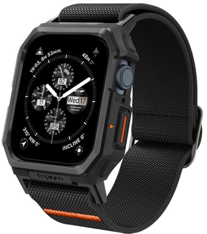Spigen Lite Fit Pro Hülle mit Armband Kompatibel mit Apple Watch Serie 9/8/7 45mm - Matt Schwarz