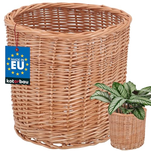 KOTARBAU® Pot De Fleur en Osier pour Balcon Naturel 25x23cm Cache Pot Plante Interieur |Cache-Pots De Fleurs |Cache-Pot Osier |Panier Plante |Panier Osier Plante |Cache Pot Rotin |Grand Cache Pot