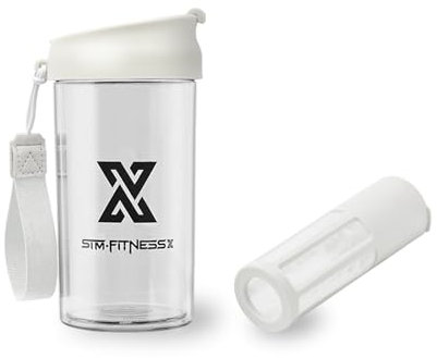X SIM FITNESSX Agitador de Proteínas | Recipiente para Frutas | Vaso para Café Cold Brew Botella Deportiva Multifuncional con Filtro de Red/Mezclador (Blanco,360ML)