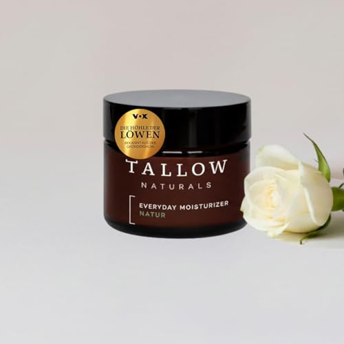 TALLOW Naturals Everyday Moisturizer Natural, crema di sebo di manzo con olio di jojoba, Bio Beef Tallow Skincare, crema da giorno dalla Germania di bovini nutriti con erba (50 ml)