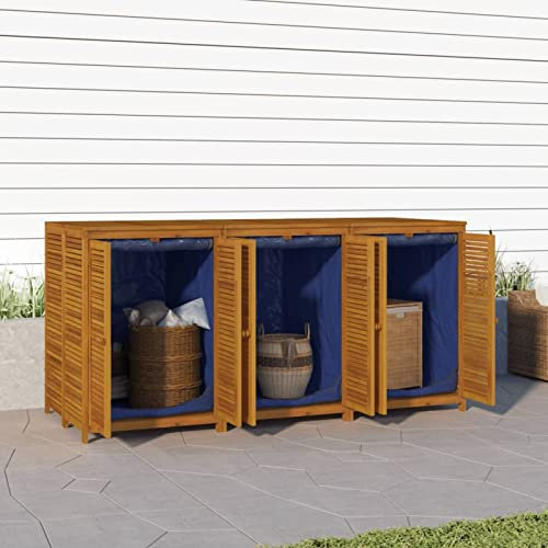Gecheer Scatola di immagazzinaggio da giardino, 210 x 87 x 104 cm, in legno massello di acacia, per esterni organizzatore di attrezzi da giardino, cassetta di immagazzinaggio con cuscini per balcone