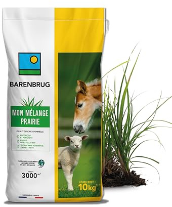 BARENBRUG - Mélange Prairie - Productif et Appétent - Rapide d’Installation - Très Bonne Pérennité - Production Alimentation pour Animaux - Fabriqué en France - 10KG