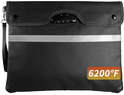 HOMELYLIFE Fireproof Document Bag 38 x 31cm - 6200°F Heatproof Money Bag with Combination Lock & Hidden Pocket, Waterproof Safe Storage for A4 Documents, Passport, Jewelry, Bank Files