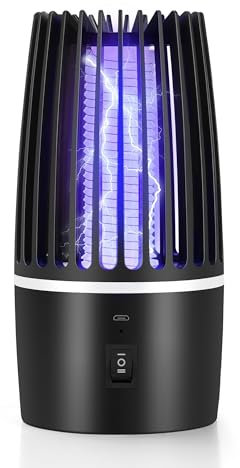 DJROLL Lampe Anti Moustique Intérieur, Tue Mouche Electrique Rechargeable USB avec Éclairage LED, Lampe Moustique Élimination 360° pour Extérieur, Camping & Jardin