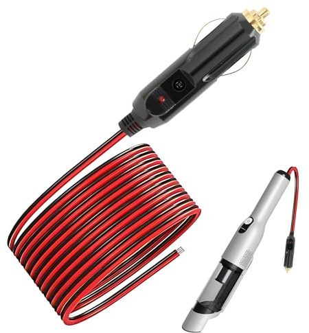 Cable Macho para Encendedor de Cigarrillos 12V con Fusible de 15A, Reemplazo en 16AWG, Conector de Encendedor de Automóvil, Cable de Extensión Conector para Encendedor de Cigarrillos de Coche 24V, 2M