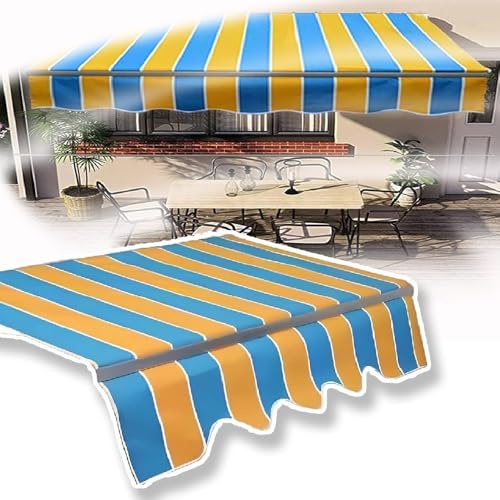 Retractable Awning Replacement Fabric with Valance UV-Resistant Canopy Cover for Folding Arm Awnings 13x8.2ft (4mx2.5m) Outdoor Awning Material