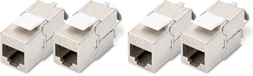 Digitus Modulo Keystone Cat-6A schermato - 2 pezzi - Jack RJ45-500 MHz 10GBase-T - AWG 26-22 - Progettabile - Con fascetta - Montaggio senza attrezzi (Confezione da 2)