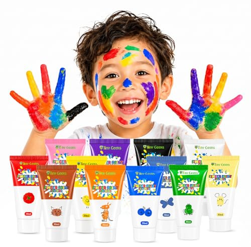 Finger Paint For Kids Colori a Dita Lavabili per Bambini, 12 Vivaci