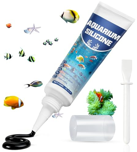 Aquarium Silicone, 150ML Black Sealant Waterproof, Flexible Crack Resistant | Aquarium Glue, Fish Tank Sealant, Aquarium Silicone Sealant for Repairing Leak in Fish Tanks, Aquarium, Glass Cabinets